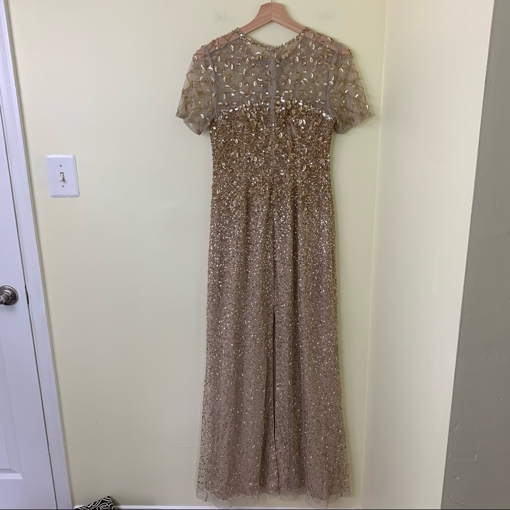 Aidan Mattox Ombre Sequin Column Gown Light Gold … - image 7